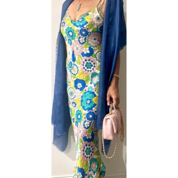 Dodo Bar Or Corinna Blue Multi Floral Dress – Women’s Size 8 (Retails $665) - Picture 10 of 13